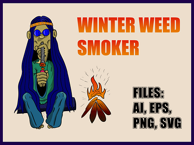 A Character weed smoking in Winter