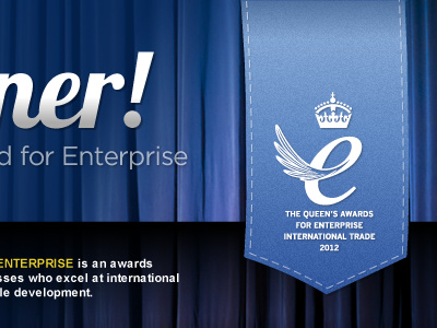 Queen's Award Banner award banner blue crown curtain gold queen ribbon seam stitch type typography win yellow