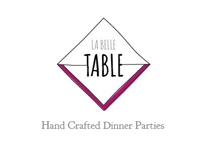 La Belle Table logo 2 belle black craft dinner hand hand made la logo mark minimal napkin party pink rough serviette table white