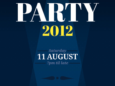 Party 2012! 2012 abril blue face fat flyer invitation invite light party shine type typography white yellow