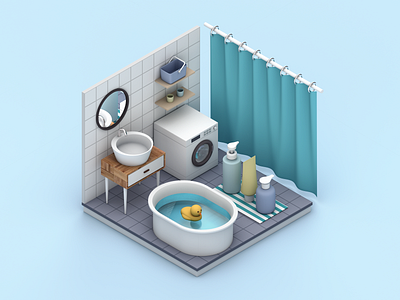 Bathroom scene 3d bathroom c4d cinema4d design illustration ui