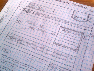 World Care Connections - Website Wireframe nonprofit sketch website wireframe