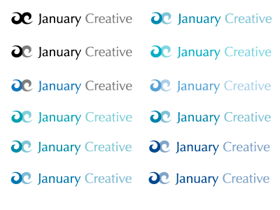 January Creative Logo Exploration blue blue green logo mark type