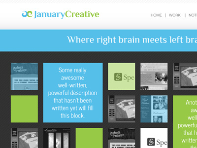 January Creative - Website Design Redo blue freelance green ideation portfolio website concept website design wordpress