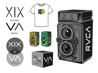XIX STUDIOS + RVCA camera logos illustration rolleiflex rvca t shirts xix studios