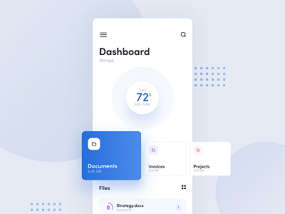 Cloud Storage app blue clean cloud dashboard design file interface layout manager mobile storage ui ux visux web