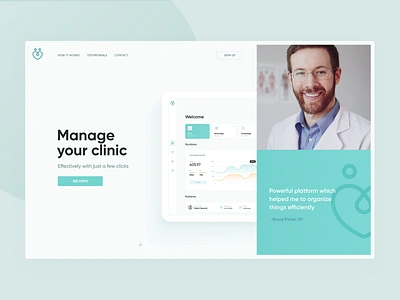 Clinic Alternative app clean clinic design desktop doctor green health healthcare hospital landing layout management mobile page ui ux visux web website