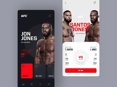 UFC Redesign Concept app arts black clean concept design fight ios layout martial mma mobile red redesign ufc ui ux visux web white