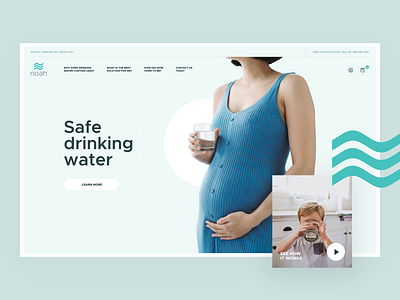 Noah clean design desktop drink drinking filter green interface landing layout page subtl ui ux visux water web webdesign website white