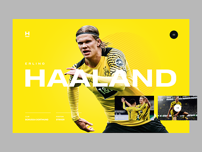 Haaland app ball bvb concept desktop football haland landing page player soccer sport subtl ui ux visux web website yellow