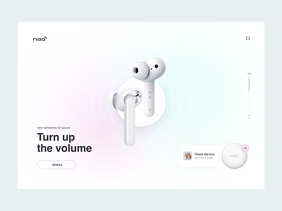 Nao app clean design desktop ecommerce gradient headphones landing layout light music page shop sound ui ux visux web webdesign website