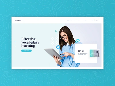 Mbean design english landing language layout learn page subtl ui ux visuality vocabulary web website