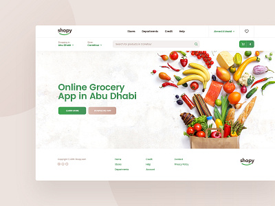 Shopy app design food grocery landing layout page shop subtl ui ux visuality web