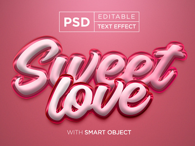 sweet love 3d typography text effect, romance banner typography 3d cute design editable effect effects font graphic design happy logo love love story motion graphics romance romantic style sweet text typography valentines day