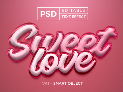 sweet love 3d typography text effect, romance banner typography