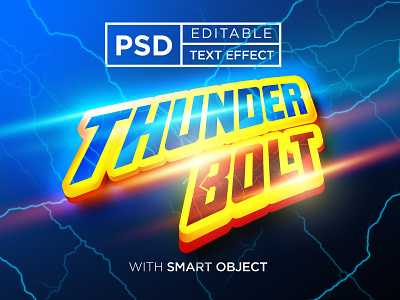 thunder bolt editable text effect , lightning bolt typography
