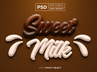 sweet milk typography text effect, 3d editable text effect 3d background chocolate design drink effect effects font font effect graphic design illustration liquid logo milk mockup motion graphics psd mockup style sweet text effect