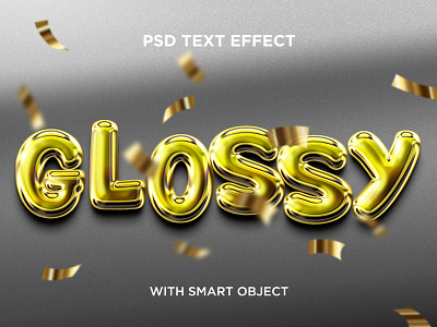 GLOSSY GOLD EDITABLE TEXT EFFECT ADD ON WITH SMART OBJECT IN PSD