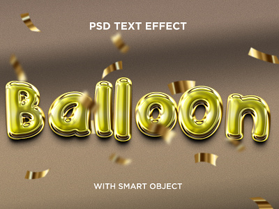 BALLOON GOLD EDITABLE TEXT EFFECT ADD ON IN PSD SMART OBJECT 3d background balloon design effect effects font glossy gold golden graphic design logo mock up mockup psd smart object style texture type typeface