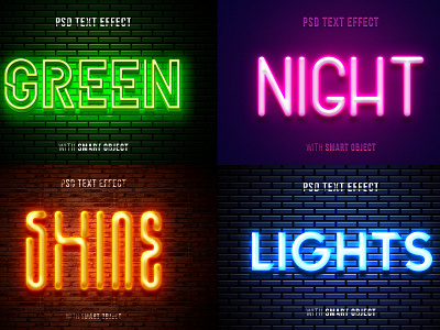 glow neon text effect bundle 3d background design effect effects font glowing graphic design light logo mock up mockup neon neon font neon light neon text realistic style text title