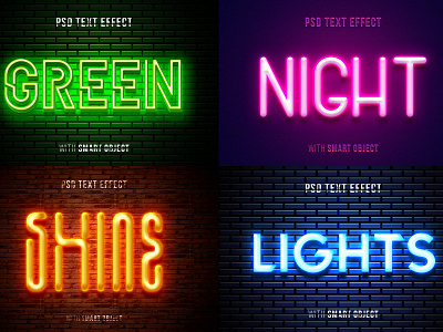 glow neon text effect bundle