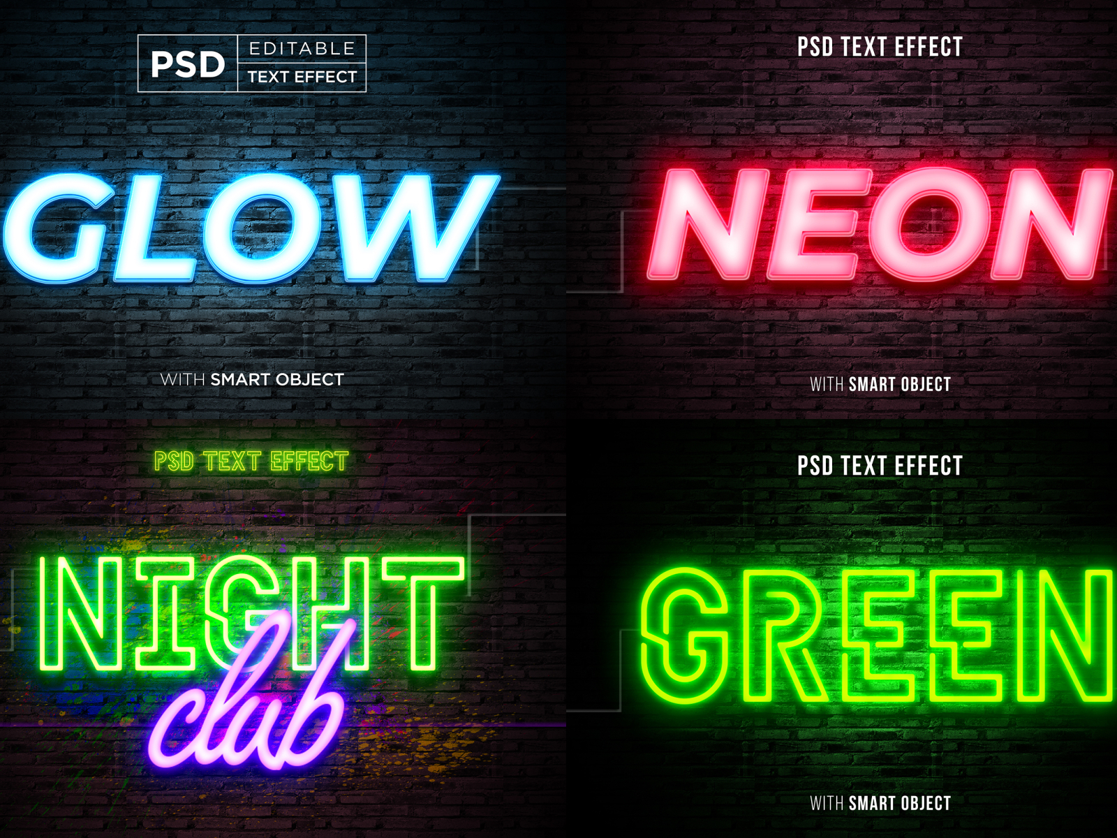 glow neon text effect mockup template bundle by Slamet rifaudin on Dribbble