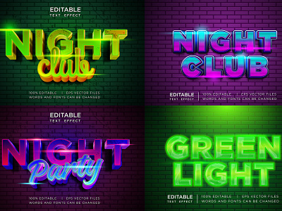 nightclub in glow neon text effect style mockup