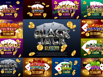 casino background with golden text effect advertising design background banner casino design dice effect font gamble game gold golden graphic design jackpot machine online poker poster slot template