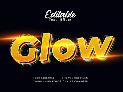 glow neon editable text effect, glowing text style