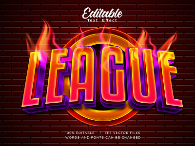 sport league word editable text effect with fire