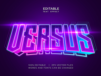 versus battle game title text effect in light