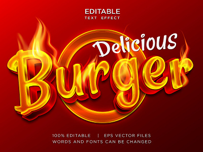 food label menutemplate text effect with fire background burger delicious design editable effect fire font food graphic design grill hot label menu modern pizza red style template title