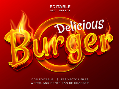 food label menutemplate text effect with fire