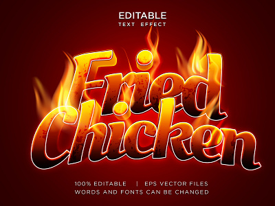 fried chicken label editable text logo with fire effect background bbq chilli design editable effect fire flame font food fried chicken grill hot label logo spicy sticker style template text