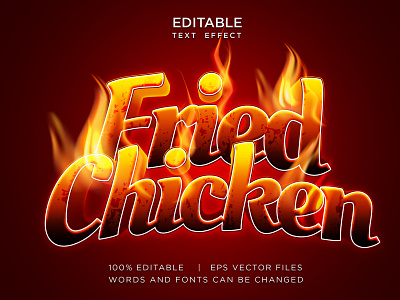 fried chicken label editable text logo with fire effect