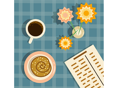 coffee with cinnamon bun breakfast cinnamon bun coffee design graphic design illustration morning