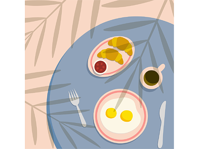 summer mood breakfast coffee graphic design illustration summer table top view ui