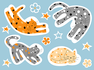 cat stickers cat funny graphic design illustration sticker stickers vector vector illustration