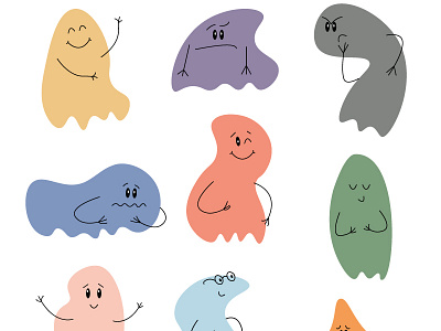 Funny set of stickers design design elements emoji emotions graphic design set sticker pack stickers ui vector