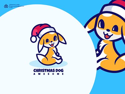 DOG CHRISTMAS carton christmas design dog graphic design icon illustration lineart logo vector