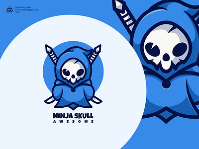 NINJA SKULL character design graphic design icon illustration lineart logo ninja skull vector