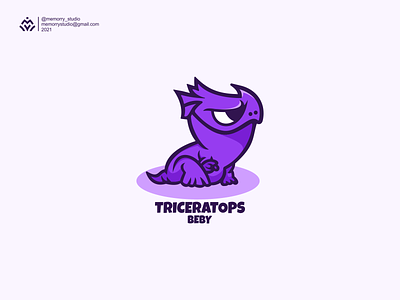 TRICERATOPS BEBY carton cute design graphic design icon illustration lineart logo triceratops vector