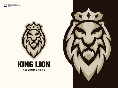 king lion character design graphic design icon illustration kartun king lineart lion logo simbol vector