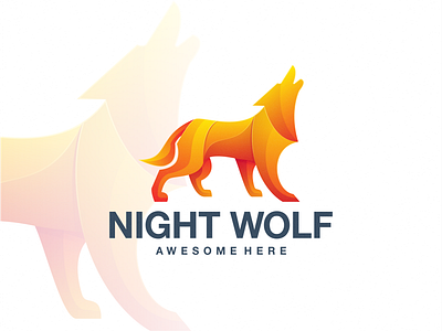 Night Wolf animal branding color colorful design graphic design icon illustration lineart logo modern motion graphics night nyc tecnology vector wolf