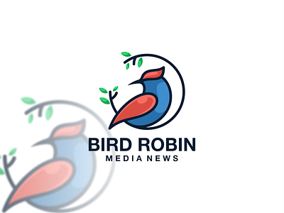 BIRD ROBIN animal bird branding design dubai graphic design icon illustration lineart logo media modern news nyc technology usa vector