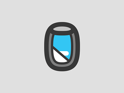 Window blue clouds flight grey icon logo plane round sky white window