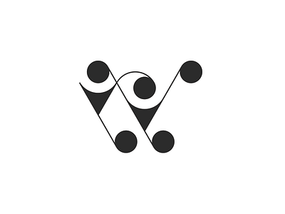 W logo ly monogram round slim thin w