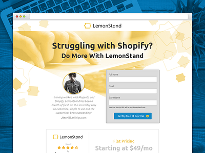 Lemonstand Landing Page cart ecommerce landing lemon lp page shopify site stand ui