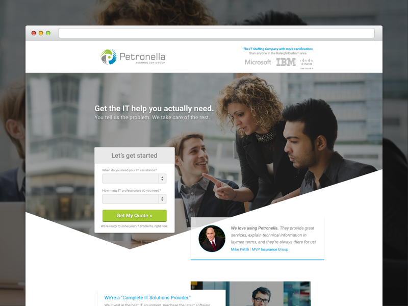 Petronella Landing Page