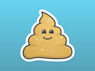 Gold Poop Sticker crap doodie face flat gold metal shiny smile sparkle sticker